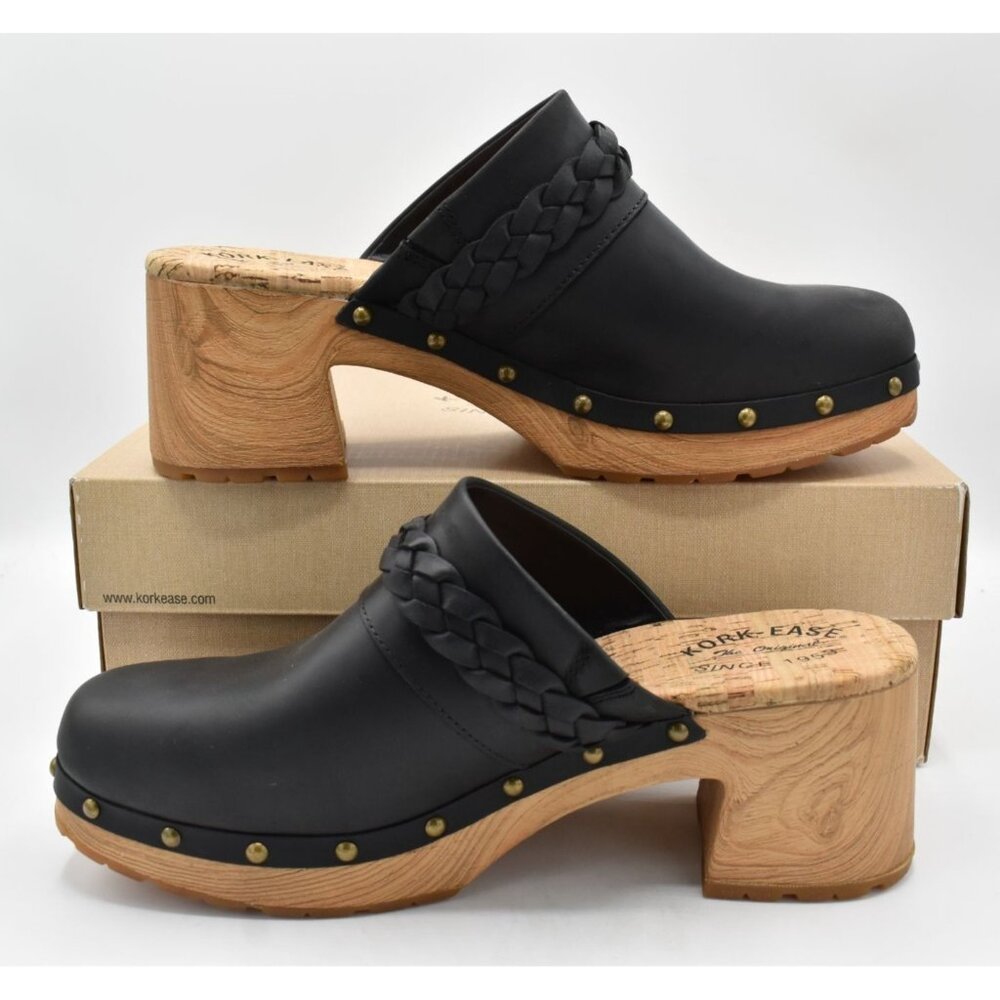 Kork‎ Ease Womens Size 11 Tilly Black Full Grain Leather Slip On Clogs Shoes - Picture 5 of 14